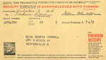 Insurance Receipt, Geneva Cornell, October 1, 1934