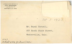 Letter to Royal Cornell from Richard Biehl, October 3, 1923