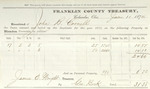 County Tax Receipt, John B. Cornell, June 11, 1874 by John B. Cornell