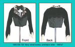 Bodice, Navy Velvet ,Pink/ Black Collar, Cream Crochet Cuffs by 008