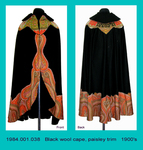 Cape, F, Black Wool, Paisley by 001