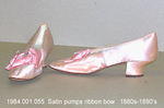 Shoes, Pumps, Pink Satin, Bow, Low French Heel by 001
