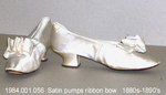 Shoes, Pumps, White Satin, Bow, Low French Heel by 001