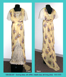 Dress, Evening, Gold/Black/Pink Flowered Silk Chiffon by 002