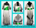 Dress & Shawl, Evening, Black/White Beaded Net, Green Sash by 002