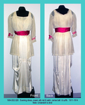 Dress, Evening, Cream/Cerise Silk Satin by 002