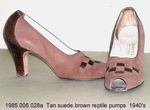 Shoes, Pump, Tan Suede, Reptile by 006