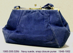 Purse, Navy Suede, Snap Closure, Self Strap by 006