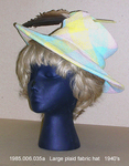 Hat, Fabric, Pink/Aqua/Yellow Large Plaid by 006