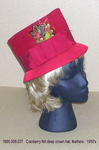 Hat, Felt, Cranberry, Feathers, Deep Crown by 006