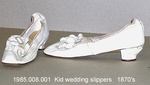 Shoes, White Kid Wedding Slipper, Low French Heel by 008