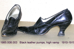 Shoes, Black Leather, Pointed Toe, French Heel by 008