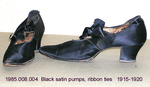Shoes, Black Satin, Ribbon Ties,Cuban Heel by 008