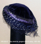 Hat, Navy Velvet, Grosgrain, Net by 008
