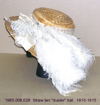 Hat, Tan Straw "Duster", Feather by 008