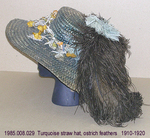 Hat, Turquoise Straw, Trimmed by 008