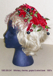 Hat, Small, Red Grapes, Velvet Bows by 008