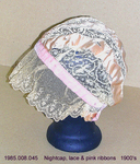 Hat, Nightcap, Lace, Pink Satin by 008