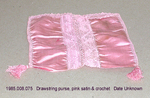 Purse, Drawstring, Pink Satin, Crochet, Tassel by 008