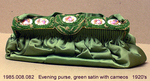 Purse, Evening, Green Satin, Cameo Clasp by 008
