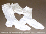 Hosiery, White Lisle Stockings, Lace Clocks by 008