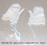 Gloves, Baby Mittens, White Cotton Knit by 008