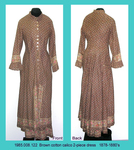 Dress, 2-Piece, Brown Calico, Poor, Mended/Faded by 008