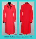 Dress, Red Wool Knit, Black Trim,Teal Traina by 013