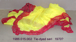 Sari, Yellow, Red Border, Tie-Dyed by 015