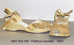 Shoes, Platform, Gold Leather Sandals by 002