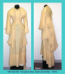 Dress, 2-Piece, Beige Sheer Wool Dobby, Petal Trim, Pagoda by 022
