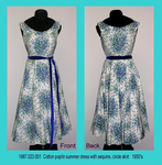 Dress, Poplin, Blue/Green Floral Print, Blue Sequins, Circle Skirt by 023