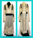 Dress, Evening, Beige/Black Net, Wired Collar, Venetian Lace by 025