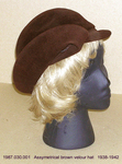 Hat, Brown Velour, Off-the-Face, Asymmetrical, Dobbs by 030