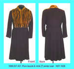 Coat, Princess, Plum Boucle Wool, Fur Collar (Mink?) by 031