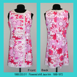 Dress, Shift, Fuchsia/Red/Pink/Flowered, Lace Trim by 033