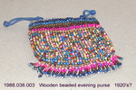 Purse, Evening, Wooden Beading, Varicolored, Drawstring by 038