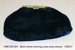 Purse, Evening, Black Velvet, Snap Closure, Velvet Strap by 038