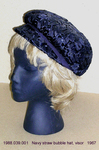 Hat, Straw, Navy Bubble Crown, Visor by 039