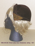 Hat, Brown Velour, Off-the-Face, Rhinestone Trim by 040