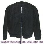 Sweater, Cardigan, Black Lambs wool, Beaded by 046