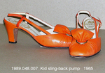 Shoes, Sling-Back Pump, Orange Kidskin, Gold Ring/Tongue by 048
