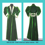 Suit, Female, 2-Piece, Emerald Silk Velvet, Balloon Sleeves by 022
