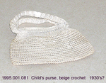 Purse, Small Child's?, Beige Crochet, 3" Metal Zipper by 001