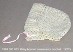 Hat, Baby Bonnet, Cream Wool Crochet by 061