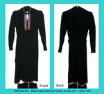Dress, Afternoon, Black Crepe, Red/Blue/Green Corded Trim by 065