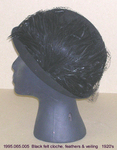 Hat, Cloche, Black Felt, Feathers, Veiling by 065