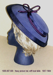 Hat, Picture, Navy Stiff Slub/ Faille, Satin Cord Bow by 067