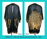 Coat, Kimono, Black Satin, Gold Soutache Peacock on Back by 022
