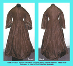 Dress, Brown Taffeta, Crinoline, Pagoda Sleeves by 074